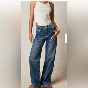 We The Free Blue Straight Leg Denim Pants